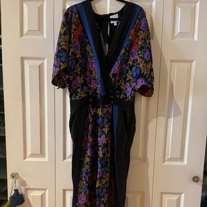 Black floral One piece pant jumpsuit. Size 14. Anthropologie.